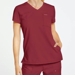 Jaanuu 3-pocket v-neck scrub top (burgundy)